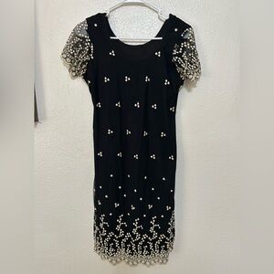 Elegant Dress with Gold Embroidered Details